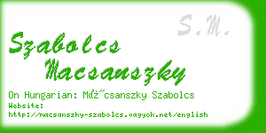 szabolcs macsanszky business card